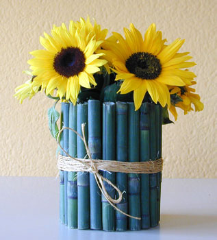 girasoles con bambu